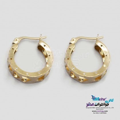Gold hoop earrings - heart design-ME1144